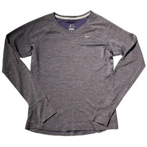 Nike Dusty Purple Dri-FIT V Neck Running Shirt Size Medium